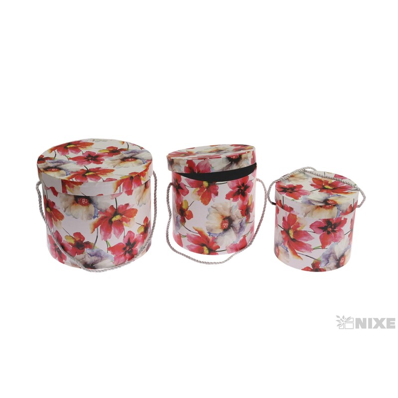 KVĚTINOVÝ BOX 3ks pr. 19x22cm 17x15 15x14*MIX BAREV