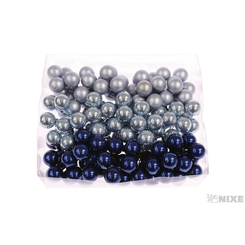 KOULE NA DR. 2x10,5cm 144ks MIX*MODRÁ+STŘÍBRNÁ