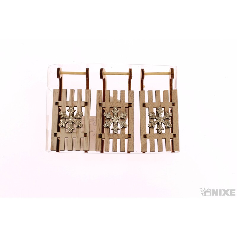 SÁŇKY DŘEVO 8cm 3ks