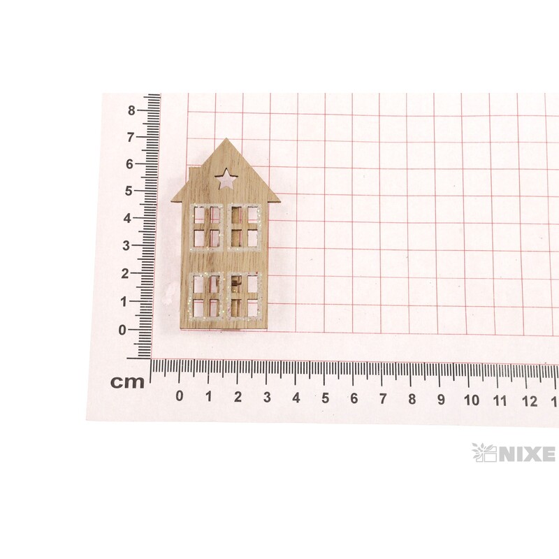 DOMEČEK NA KOLÍČKU 3x6cm 6ks*PŘÍRODNÍ