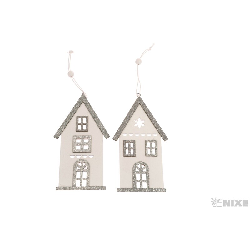 ZÁVĚS DOMEČEK 6x14cm*STŘÍBRNÁ