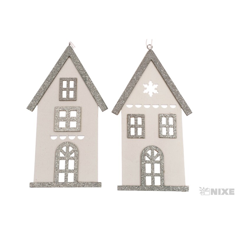 ZÁVĚS DOMEČEK 6x14cm*STŘÍBRNÁ