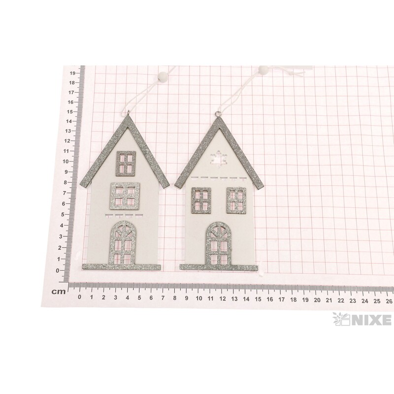 ZÁVĚS DOMEČEK 6x14cm*STŘÍBRNÁ