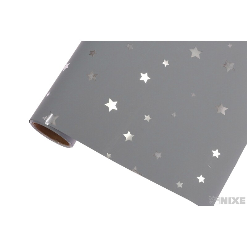 ROLE PLAST HVĚZDA 50cmx10yd*STŘÍBRNÁ