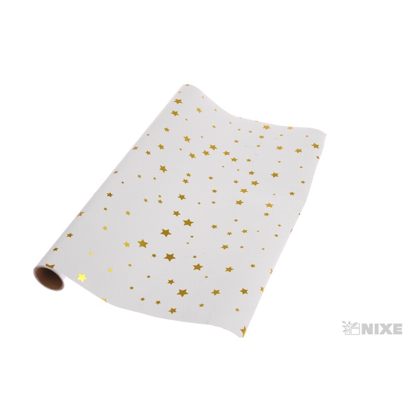 ROLE PLAST HVĚZDA 50cmx10yd*BÍLÁ+ZLATÁ