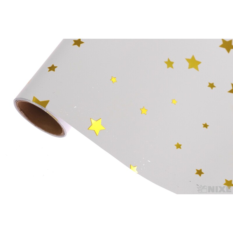 ROLE PLAST HVĚZDA 50cmx10yd*BÍLÁ+ZLATÁ