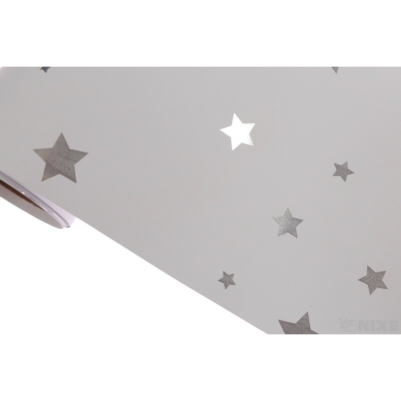 ROLE PLAST HVĚZDA 50cmx10yd*BÍLÁ+STŘÍBRNÁ