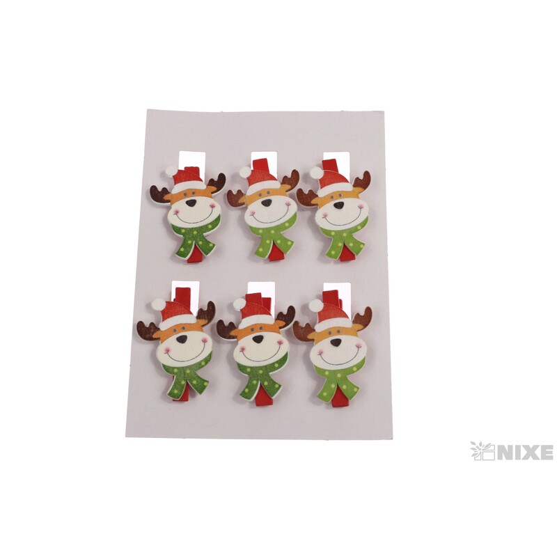 VÁNOCE NA KOLÍČKU 3x5cm 6ks*MIX BAREV