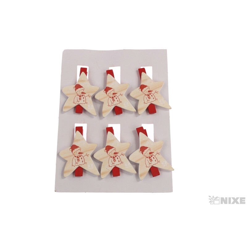 VÁNOCE NA KOLÍČKU 3x5cm 6ks*MIX BAREV