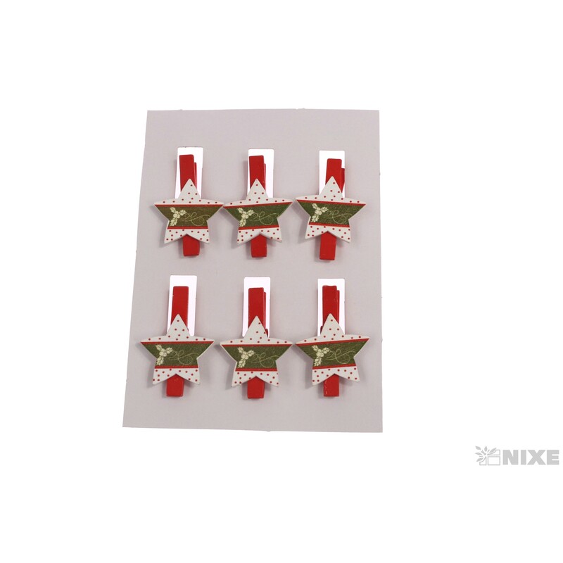 VÁNOCE NA KOLÍČKU 3x5cm 6ks*MIX BAREV