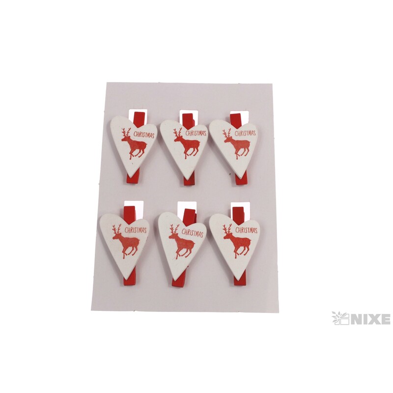 VÁNOCE NA KOLÍČKU 3x5cm 6ks*MIX BAREV