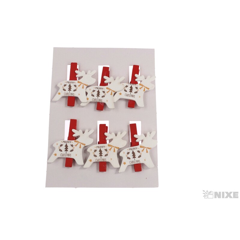 VÁNOCE NA KOLÍČKU 3x5cm 6ks*MIX BAREV