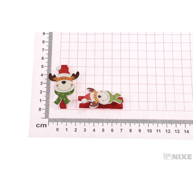 VÁNOCE NA KOLÍČKU 3x5cm 6ks*MIX BAREV