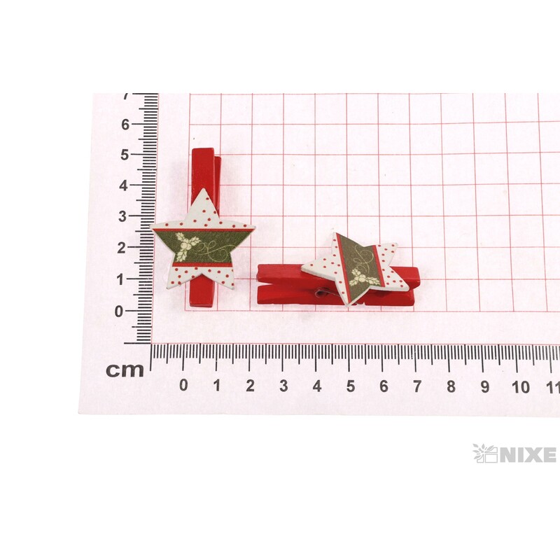 VÁNOCE NA KOLÍČKU 3x5cm 6ks*MIX BAREV