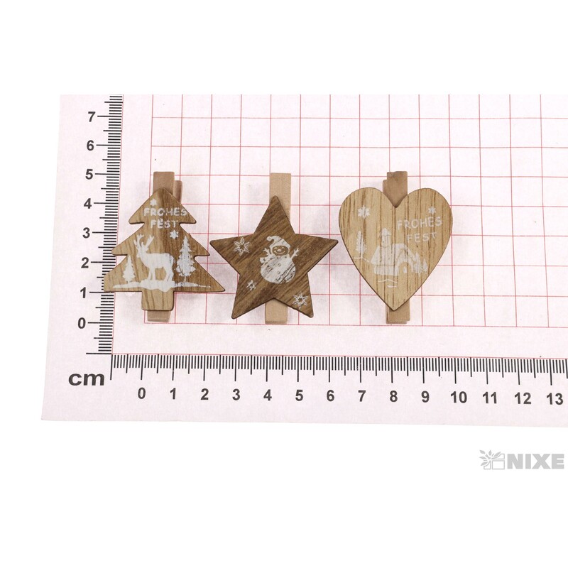 VÁNOCE NA KOLÍČKU 3x5cm 6ks*MIX BAREV