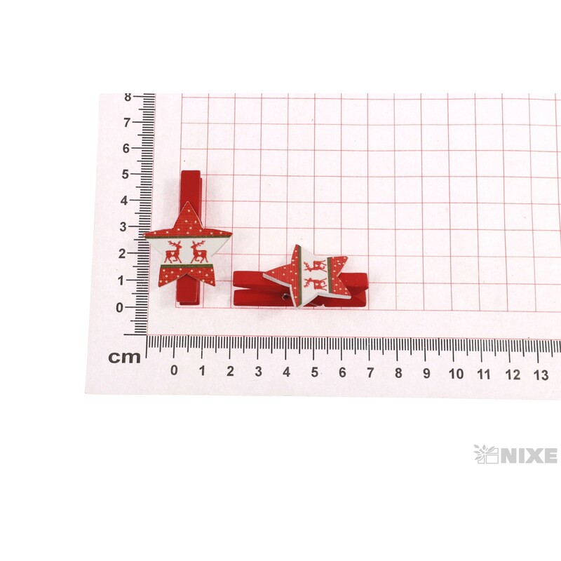 VÁNOCE NA KOLÍČKU 3x5cm 6ks*MIX BAREV