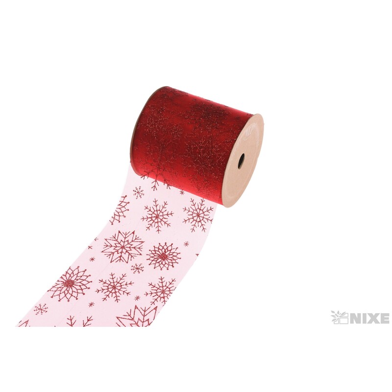 ORGANZA SNOWFLAKES 10cmx20m*ČERVENÁ