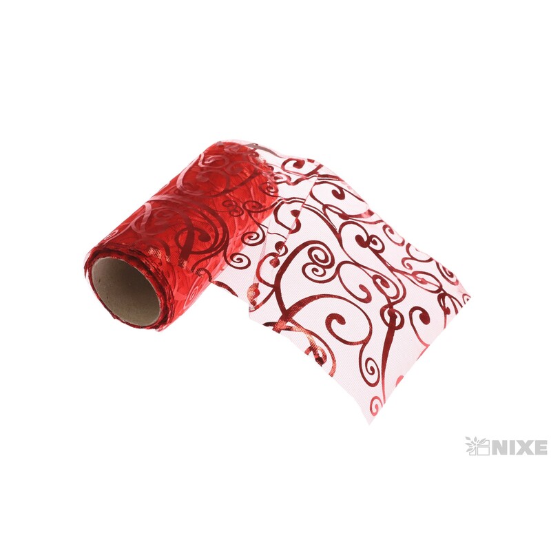 ORGANZA TISK 12cmx10m*ČERVENÁ