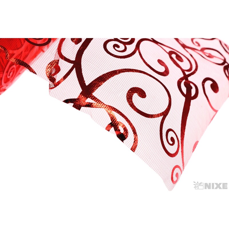 ORGANZA TISK 12cmx10m*ČERVENÁ