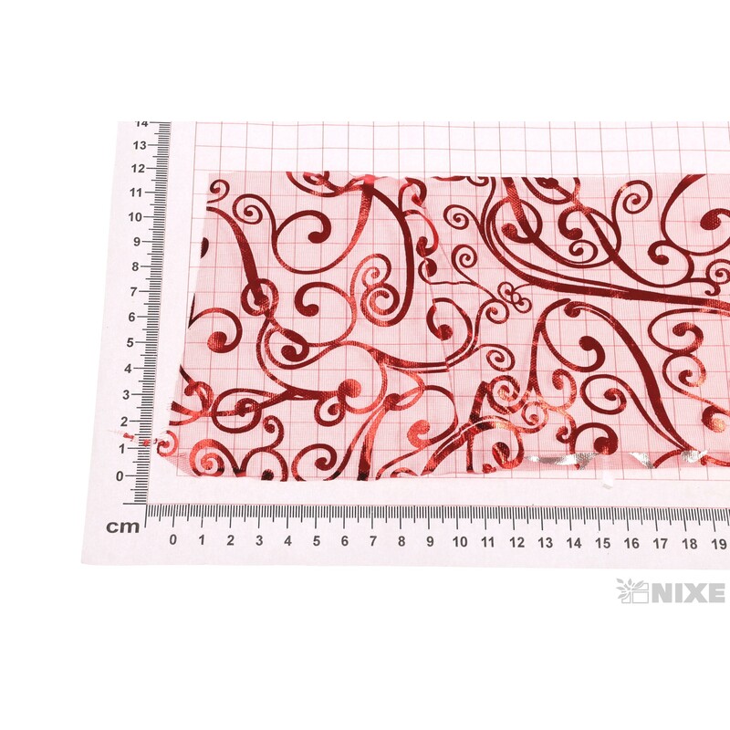 ORGANZA TISK 12cmx10m*ČERVENÁ