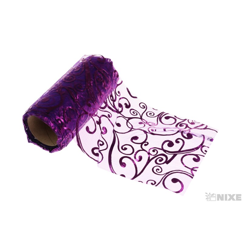 ORGANZA TISK 12cmx10m*FIALOVÁ TM.