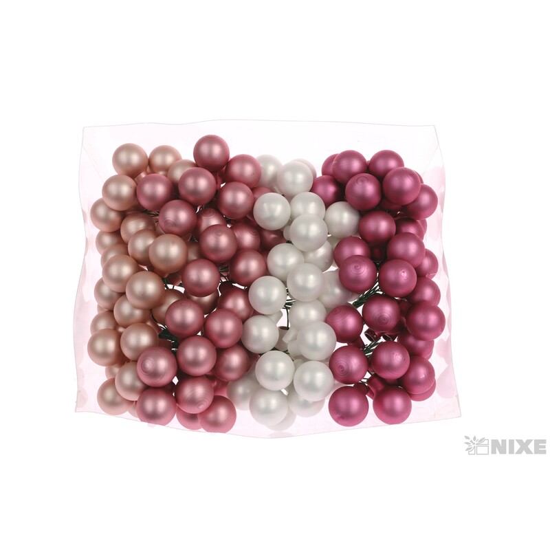 KOULE NA DR. 2x10,5cm 144ks MIX*RŮŽOVÁ+BÍLÁ