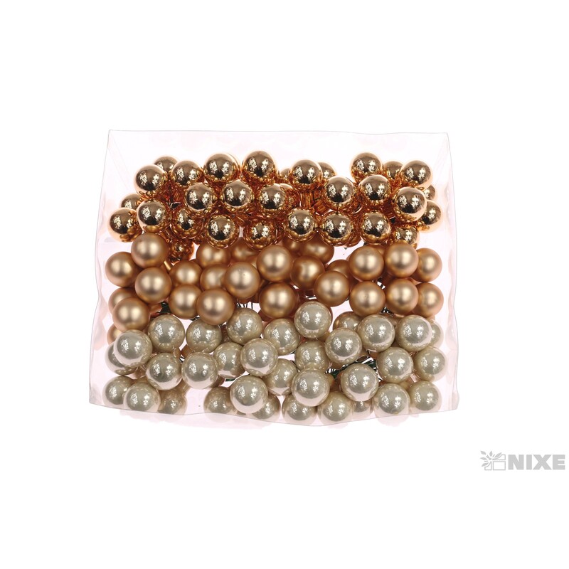 KOULE NA DR. 2x10,5cm 144ks*ZLATÁ+KRÉMOVÁ