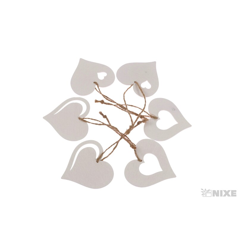 ZÁVĚS D SRDCE 7cm 6ks*BÍLÁ