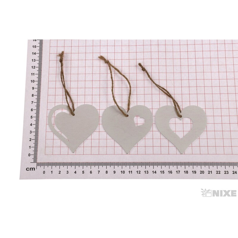 ZÁVĚS D SRDCE 7cm 6ks*BÍLÁ