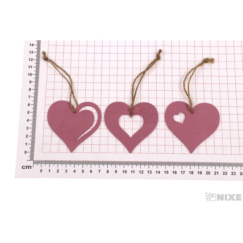 ZÁVĚS D SRDCE 7cm 6ks*RŮŽOVÁ