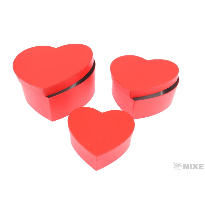 SRDCE BOX 3ks 22x20x9cm 18,5x17x7,5 16x14x8*ČERVENÁ