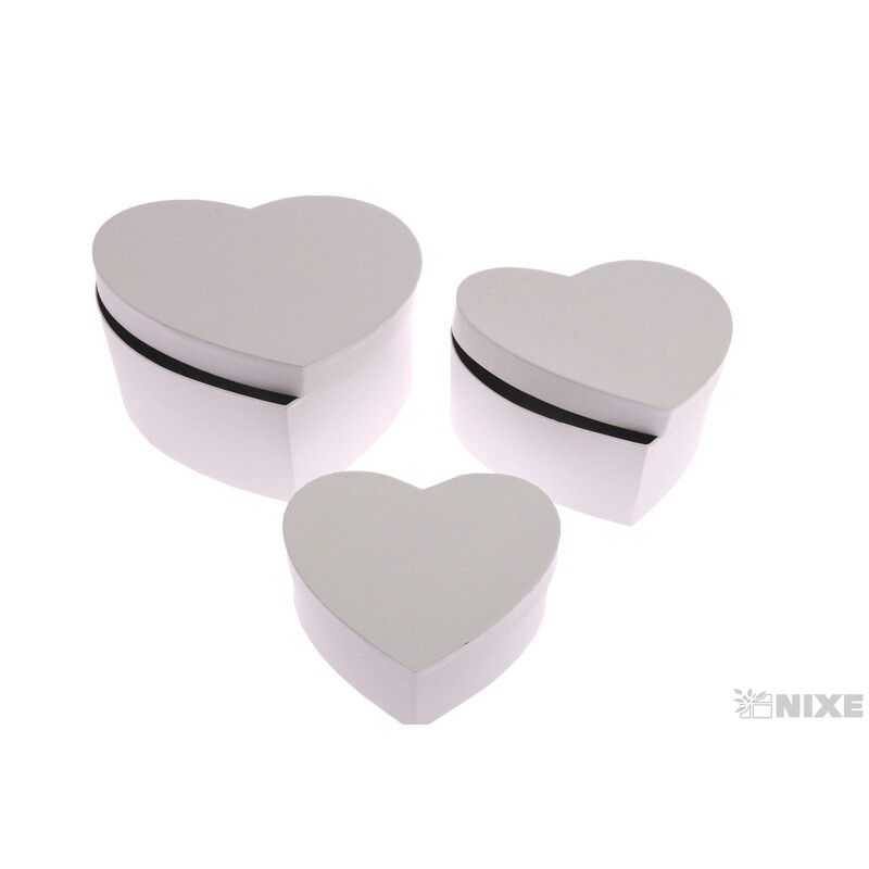 SRDCE BOX 3ks 22x20x9cm 18,5x17x7,5 16x14x8*BÍLÁ