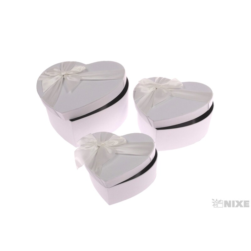 SRDCE BOX 3ks 22x20x9cm 18,5x17x7,5 16x14x8*BÍLÁ