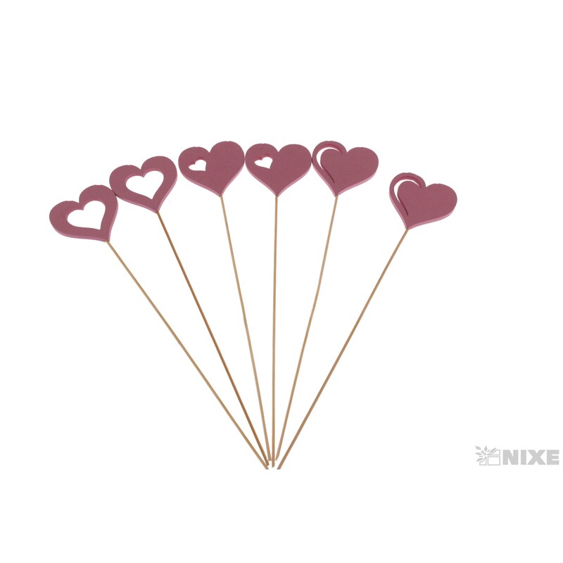ZÁPICH D SRDCE 5x25cm 6ks*RŮŽOVÁ