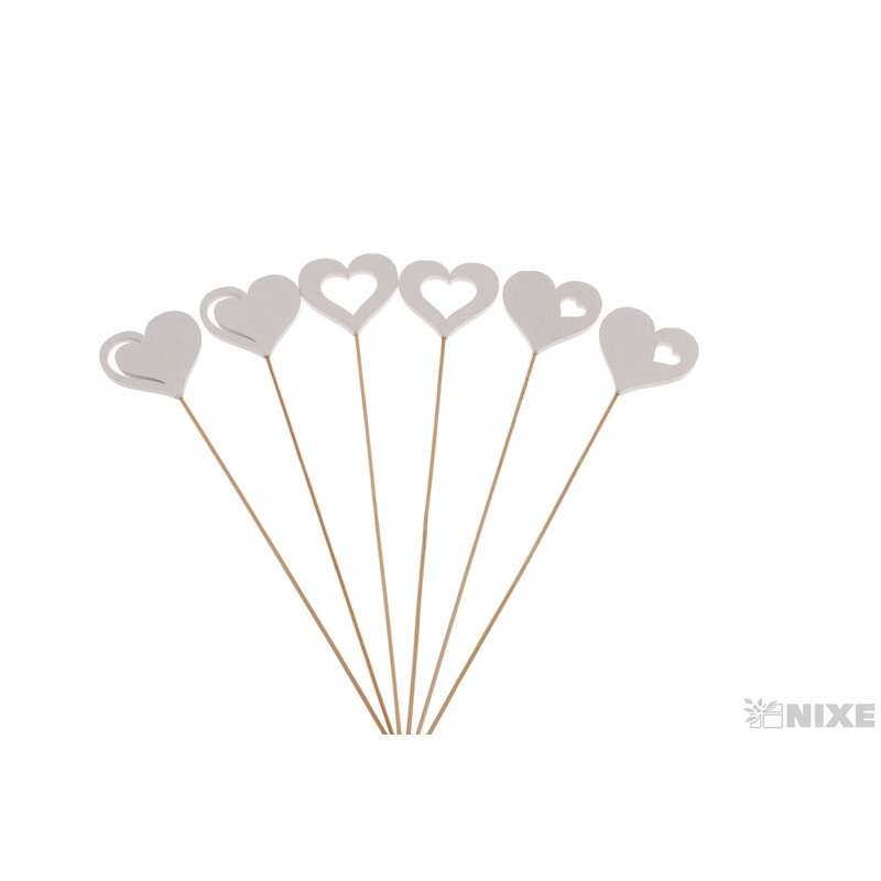 ZÁPICH D SRDCE 5x25cm 6ks*BÍLÁ