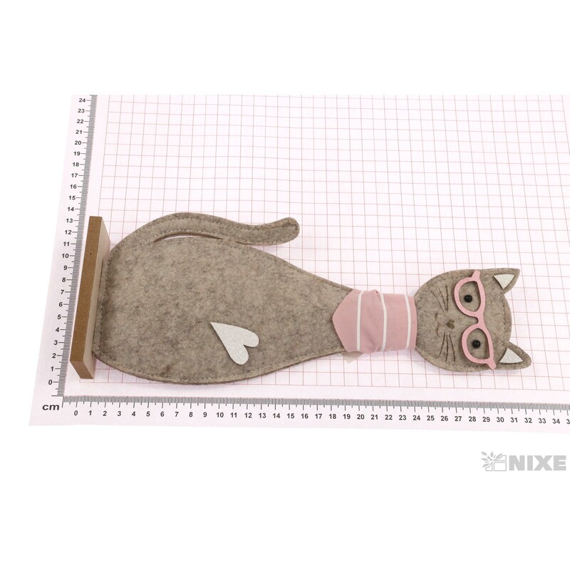 KOČKA FILC 12x32cm*ŠEDÁ