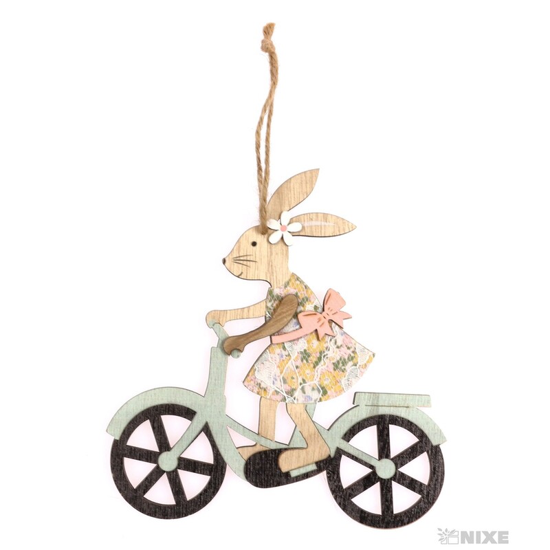 ZÁVĚS ZAJÍC NA KOLE 17x18cm*MIX BAREV
