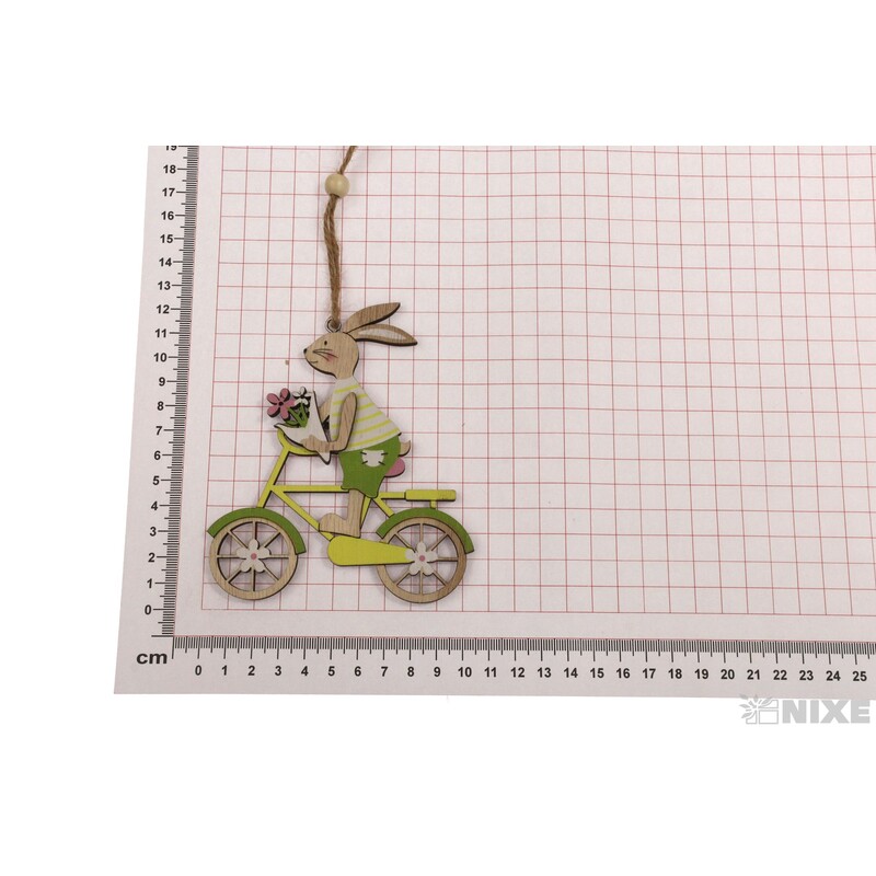 ZÁVĚS ZAJÍC NA KOLE 10x12cm*MIX BAREV