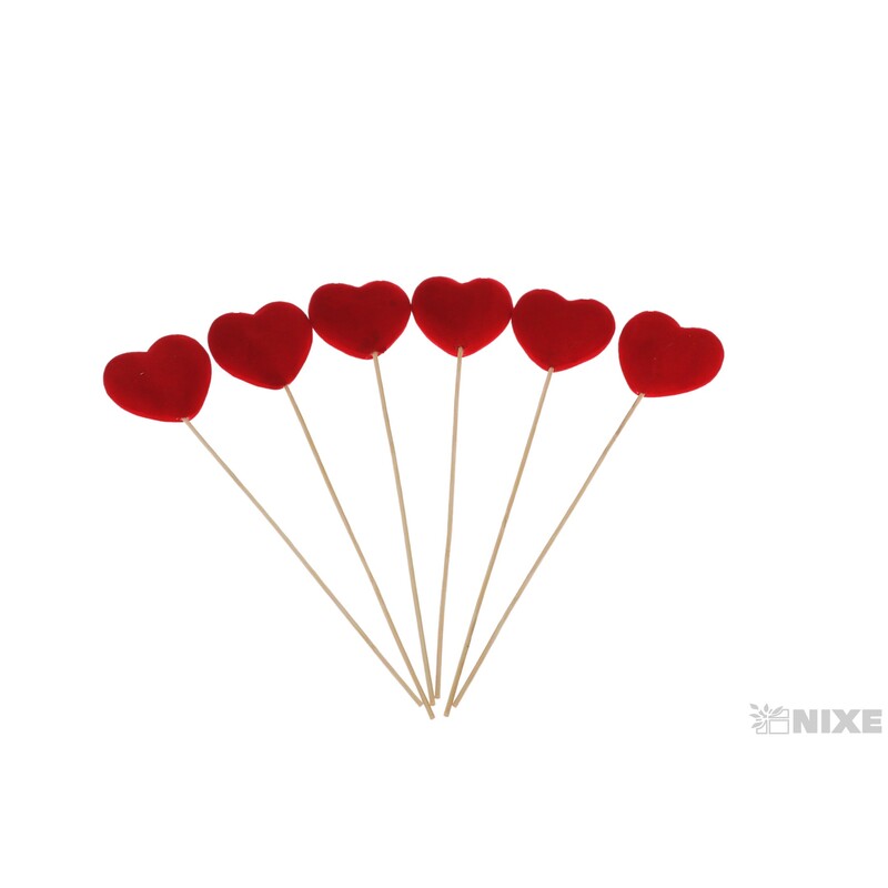 ZÁPICH SRDCE 6x7x32cm 6ks*ČERVENÁ