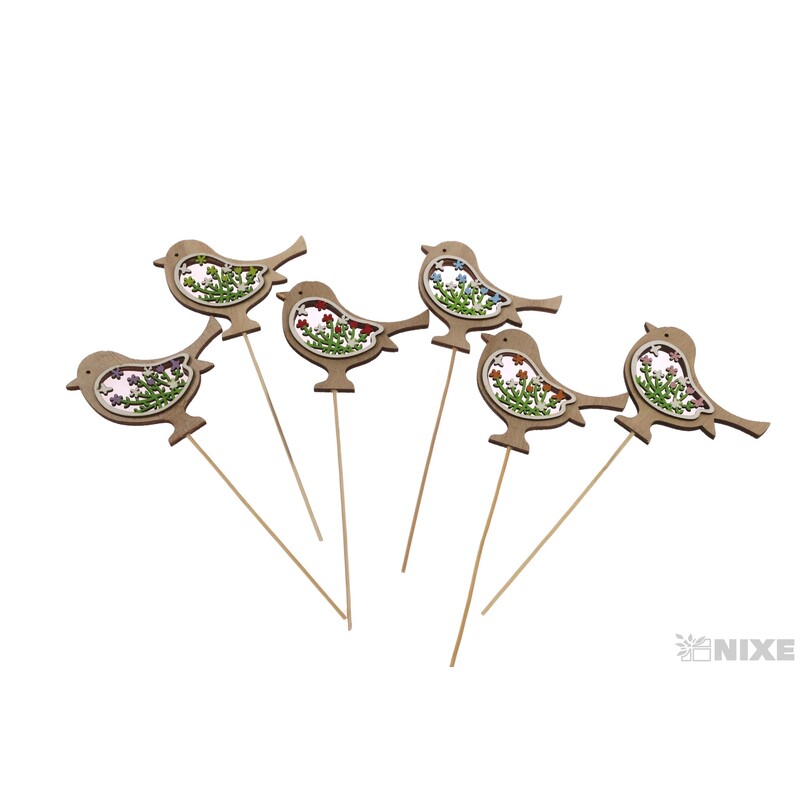 ZÁPICH PTÁČEK 10x8x24cm 6ks*MIX BAREV