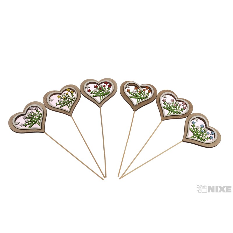 ZÁPICH SRDCE 8x8x22cm 6ks*MIX BAREV