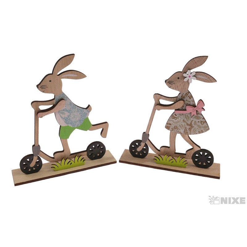 ZAJÍC NA KOLOBĚŽCE 16x17cm*MIX BAREV