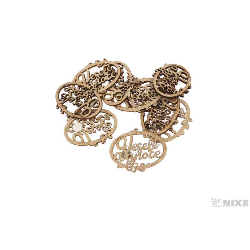 OVÁL NALEP. VÁNOCE 3,5cm 10ks*PŘÍRODNÍ