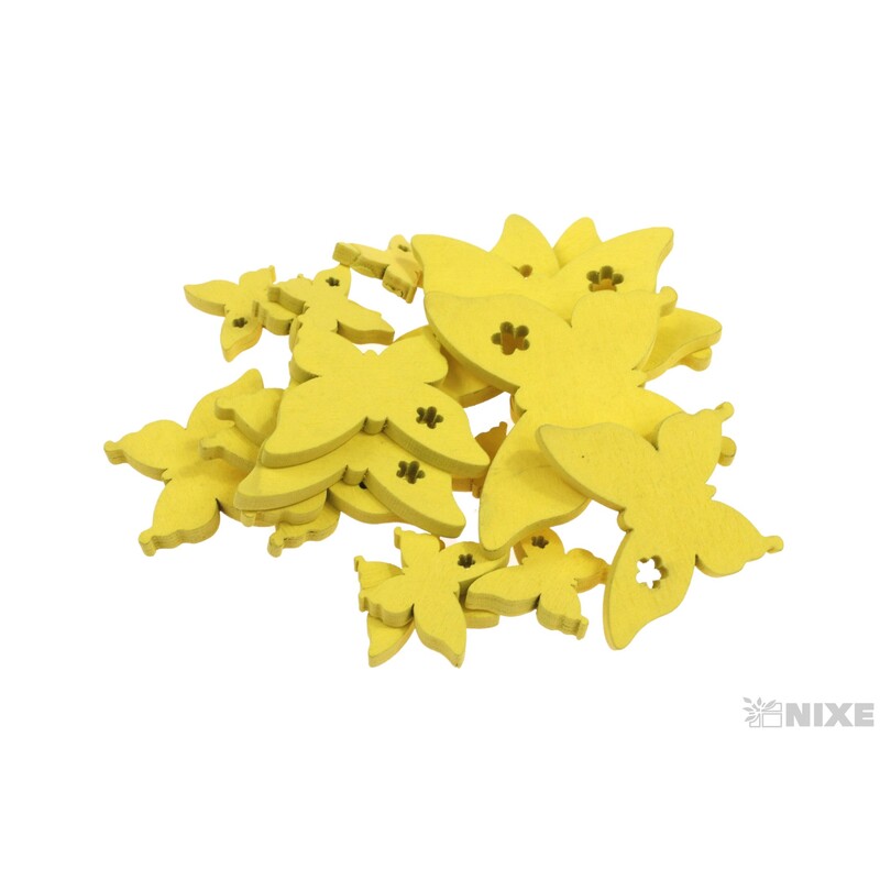 MOTÝL 7-5-3cm 20ks*ŽLUTÁ