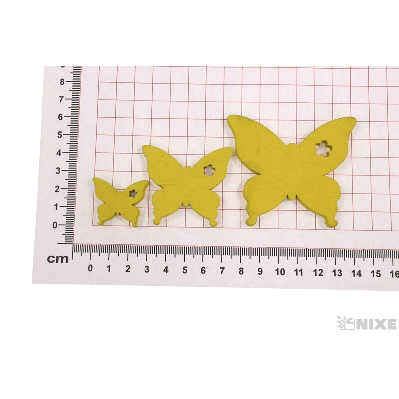 MOTÝL 7-5-3cm 20ks*ŽLUTÁ