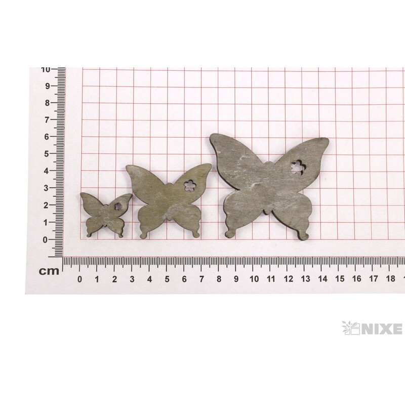 MOTÝL 7-5-3cm 20ks*ŠEDÁ