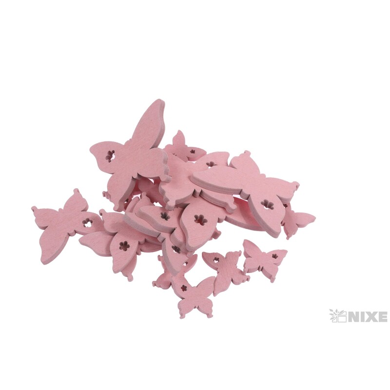 MOTÝL 7-5-3cm 20ks*RŮŽOVÁ