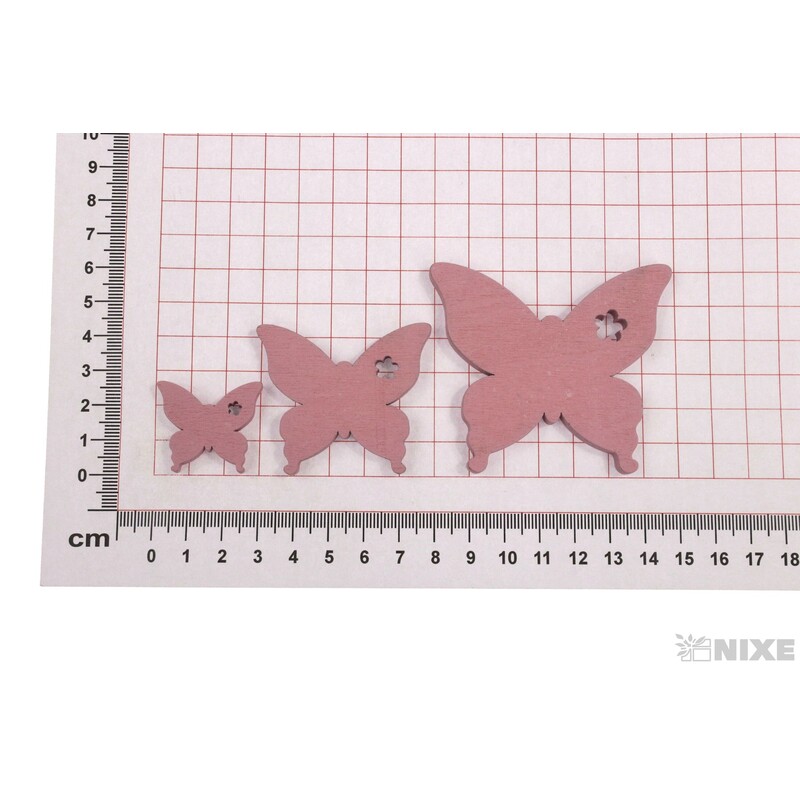 MOTÝL 7-5-3cm 20ks*RŮŽOVÁ