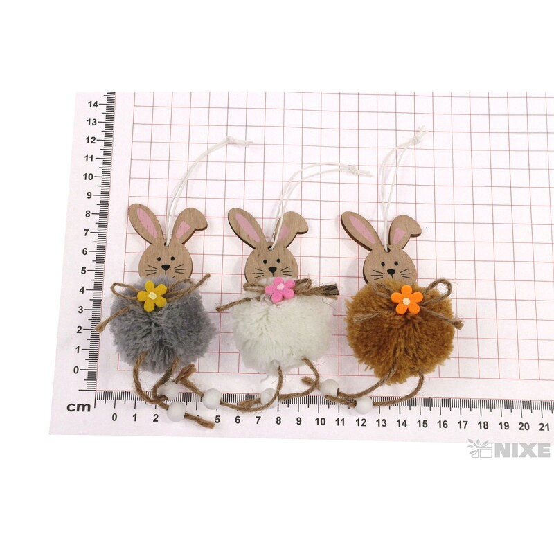 ZÁVĚS ZAJÍC 8cm 3ks*MIX BAREV