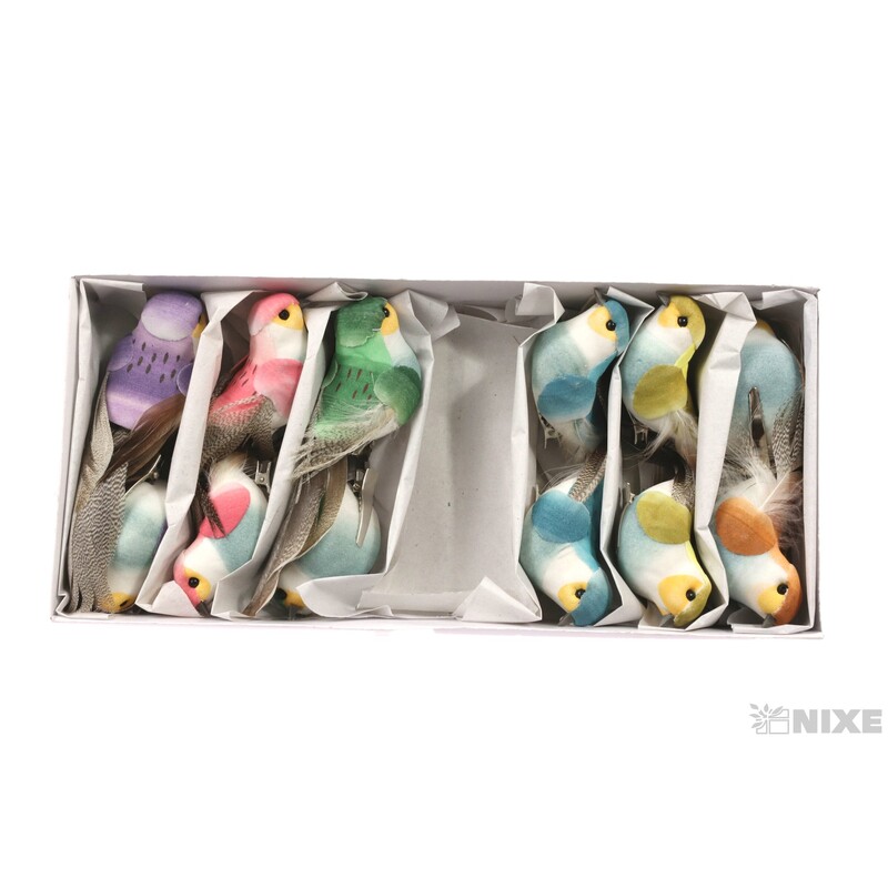 PTÁČEK KLIPS 10cm 12ks*MIX BAREV